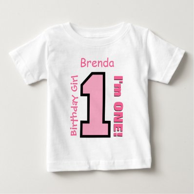 1st Birthday Girl PINK One Year Custom Name V07H Tshirts