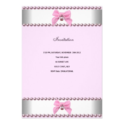 1st Birthday Girl Pink White Pearl Photo First Personalized Invitation