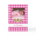 1st Birthday Invitation Pink Diamonds & flowers cards
