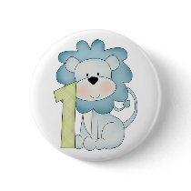 1st Birthday Lion Pinback Button