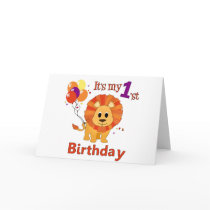 1st Birthday Lion Greeting Cards