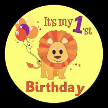 1st Birthday Lion stickers