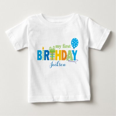 1st Birthday Multicolor Blues Birthday Letters Shirt