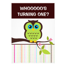 1st Birthday Owl Theme Party Invitations