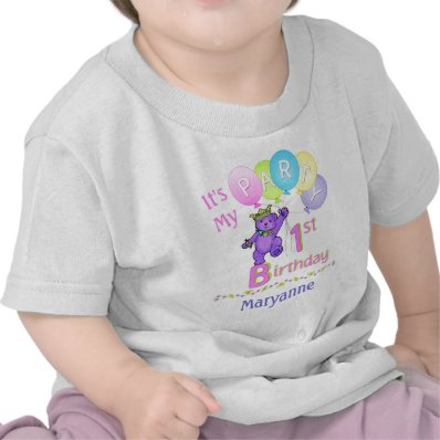 1st Birthday Party Girl Princess Bear T-shirt