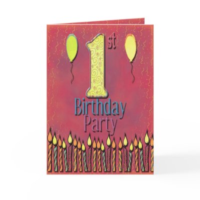 1st Birthday Party Invitation Greeting Card by StationaryStation