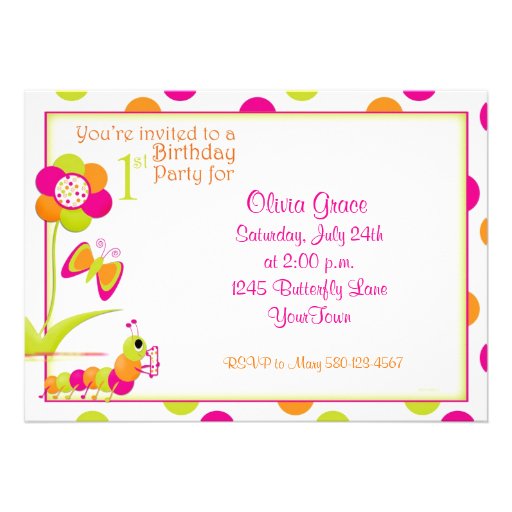 1st Birthday Party Invitation with Butterfly