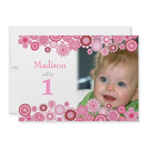 1st Birthday Pink Party Invitation Photo Card invitation