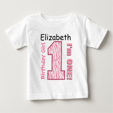 1st Birthday Pink Zebra One Year Custom Name V003 Tshirts