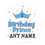 1st Birthday Prince Round Sticker