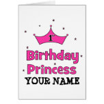 1st Birthday Princess!  with pink crown Greeting Cards