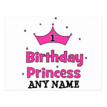1st Birthday Princess!  with pink crown Post Cards