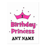 1st Birthday Princess!  with pink crown Post Cards