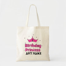 1st Birthday Princess!  with pink crown Tote Bags