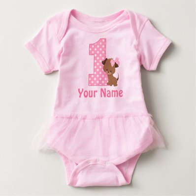 1st Birthday Puppy Pink Personalized Infant Onesie