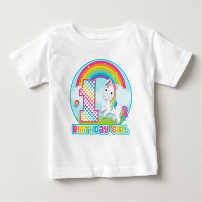1st Birthday Rainbow Unicorn - Birthday Girl Tees