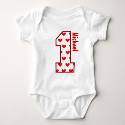 1st Birthday Red Hearts One Year Old N006 T Shirts
