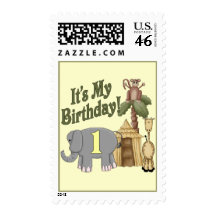 1st Birthday Safari Postage Stamps