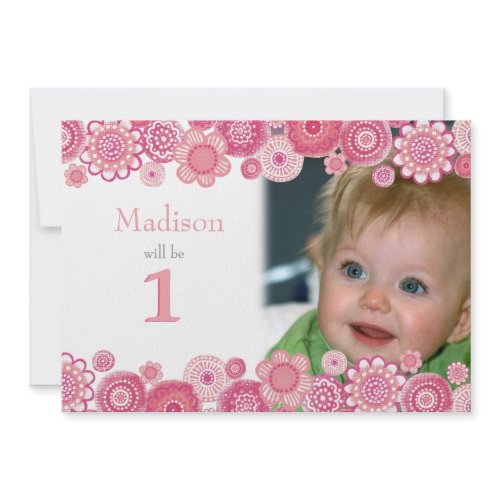1st Birthday Soft Pink Party Invitation Photo Card invitation