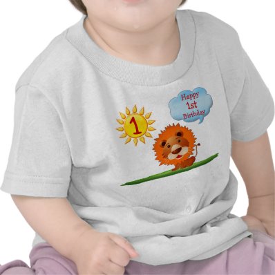 1st Birthday T Shirts for Boys with Cute Lion