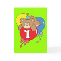 1st Birthday Teddy Bear (2) Greeting Cards