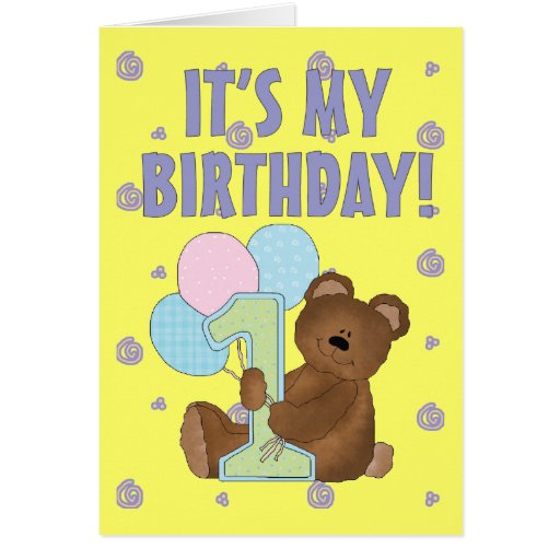 1st Birthday Teddy Bear (3) Greeting Card