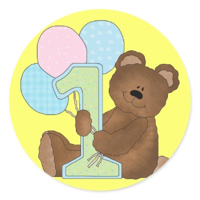 1st Birthday Teddy Bear (3) Stickers by birthday_party