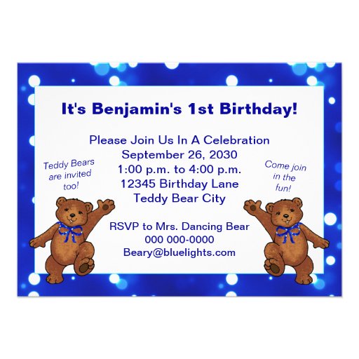 1st Birthday Teddy Bears Party, Custom Photo Personalized Invite