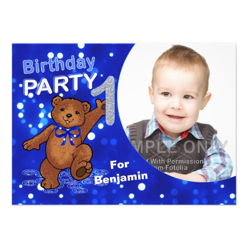 1st Birthday Teddy Bears Party, Custom Photo Personalized Invite