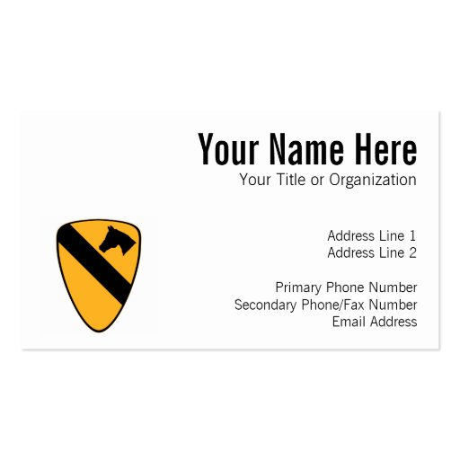 1st Cav Patch Business Card (front side)