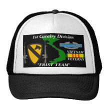 1st Cavalry Division"First Team" Vietnam Ball Caps Mesh Hats