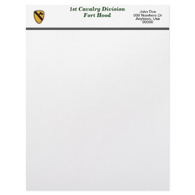 1st Cavalry Division fort Hood veterans patch Let Customized Letterhead by willeboy