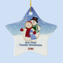 1st Christmas -Blue Frosty Snowman Family ornaments