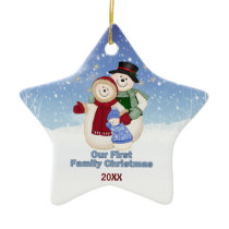 1st Christmas -Blue Frosty Snowman Family ornaments