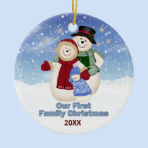 1st Christmas Blue Frosty Snowman Family ornaments