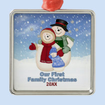 1st Christmas Blue Frosty Snowman Family ornaments