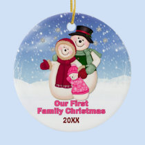 1st Christmas pink Frosty Snowman Family ornaments
