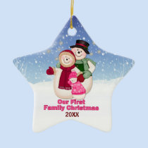 1st Christmas pink Frosty Snowman Family ornaments