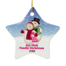 1st Christmas pink Frosty Snowman Family ornaments