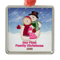 1st Christmas pink Frosty Snowman Family ornaments