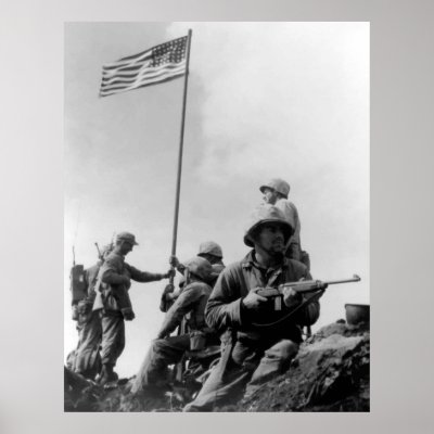 1st Flag Raising On Iwo Jima Print by parrow1978