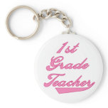 1st Grade Teacher Pink Tshirts and Gifts Key Chain