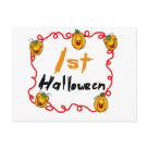  - A text and jack o lantern design on Halloween T-shirts, bodysuits, and more featuring several smiling jack o lanterns and kid style  text that reads "1st Halloween"!: Sizes 
