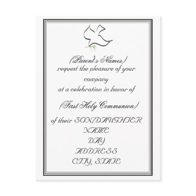 1st Holy Communion Invite-Dove and Olive Branch Postcards by christiandesigns