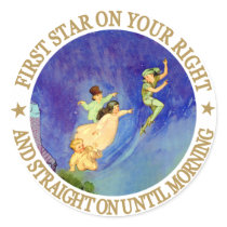 1ST STAR ON YOUR RIGHT, STRAIGHT ON UNTIL MORNING ROUND STICKER