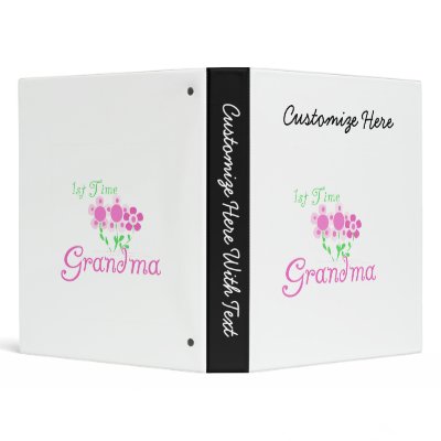 1st Time Grandma Pink Flowers Gifts 3 Ring Binders by familymembers