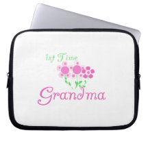 1st Time Grandma Pink Flowers Gifts Computer Sleeve