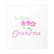 1st Time Grandma Pink Flowers Gifts Memo Note Pad