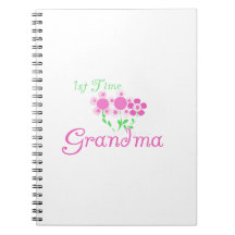 1st Time Grandma Pink Flowers Gifts Spiral Note Book