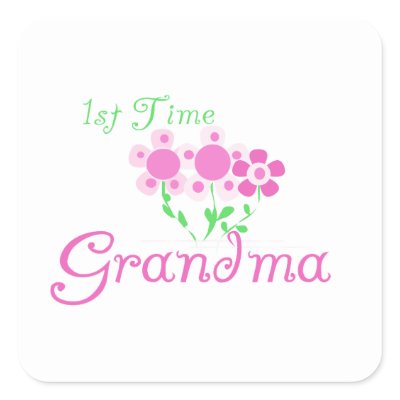 1st Time Grandma Pink Flowers Gifts Square Stickers by familymembers